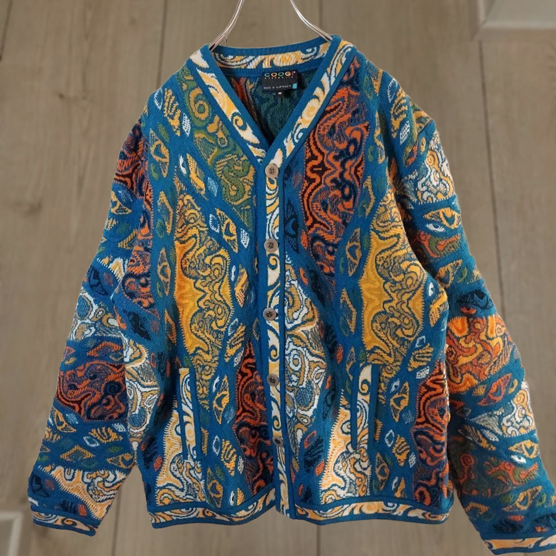 Coogi VTG COOGI Cardigan Sweater 3D Knit Wool Multicolor Wool