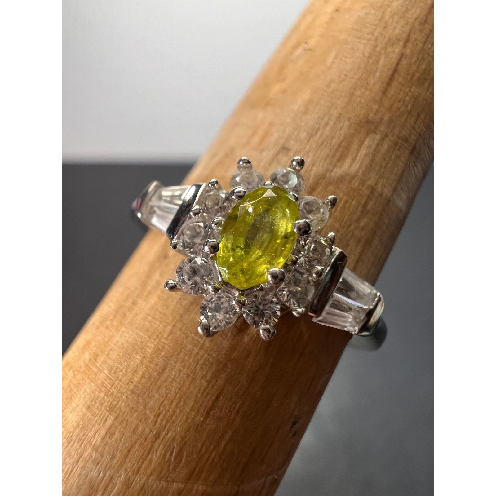 Other NEW Sphene halo ring in rhodium over sterling silver size 5 Size ONE SIZE - 1 Thumbnail