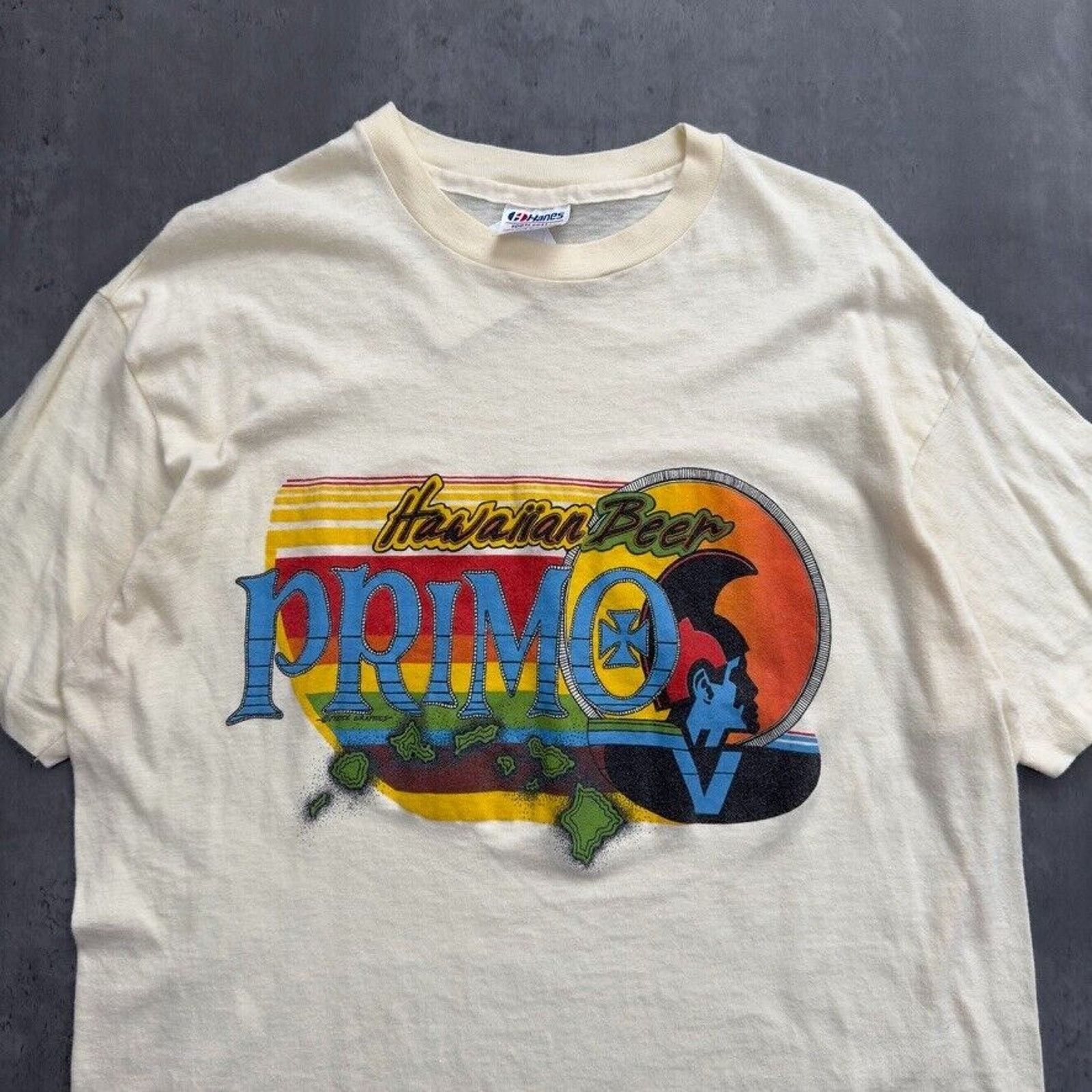 Hanes × Vintage Vintage Single Stitch Primo Hawaiian Beer Yellow T Shirt Size US L / EU 52-54 / 3 - 2 Thumbnail