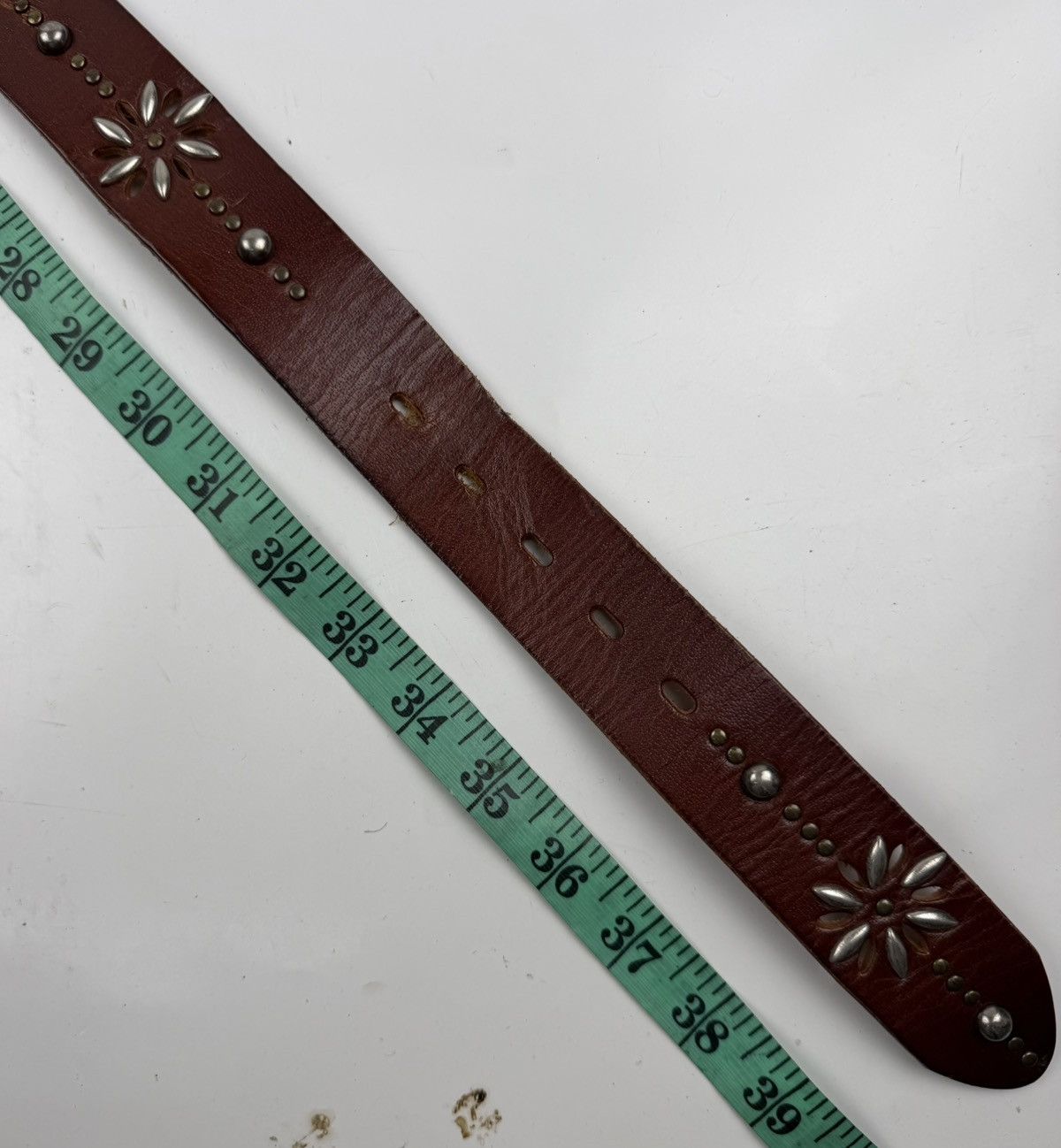 Japanese Brand studded leather belt tc53 Size 34 - 5 Thumbnail