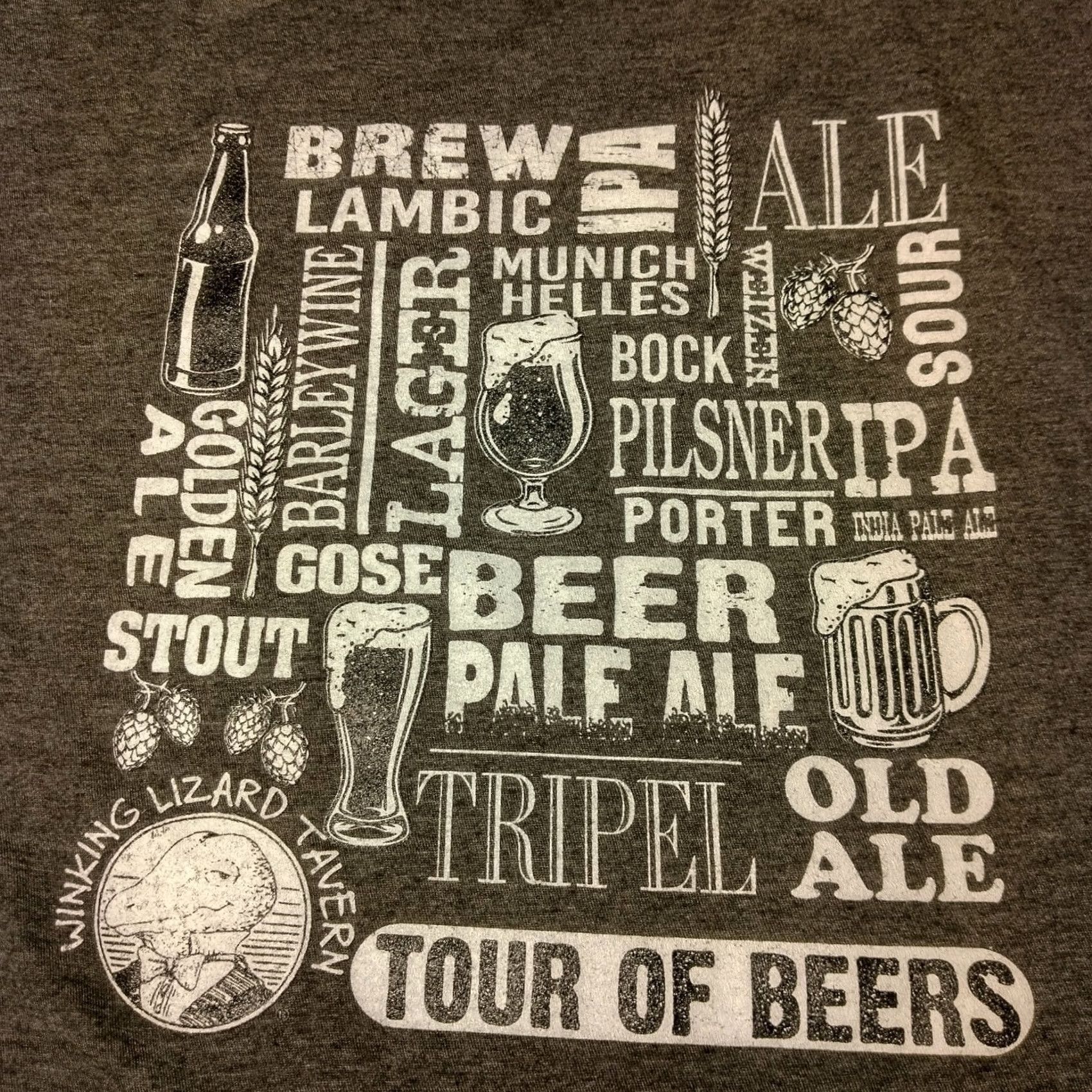 Vintage Winking Lizard Tavern Tour of Beers Shirt Men 2XL District Gray Duvel Ohio Size US XXL / EU 58 / 5 - 2 Thumbnail