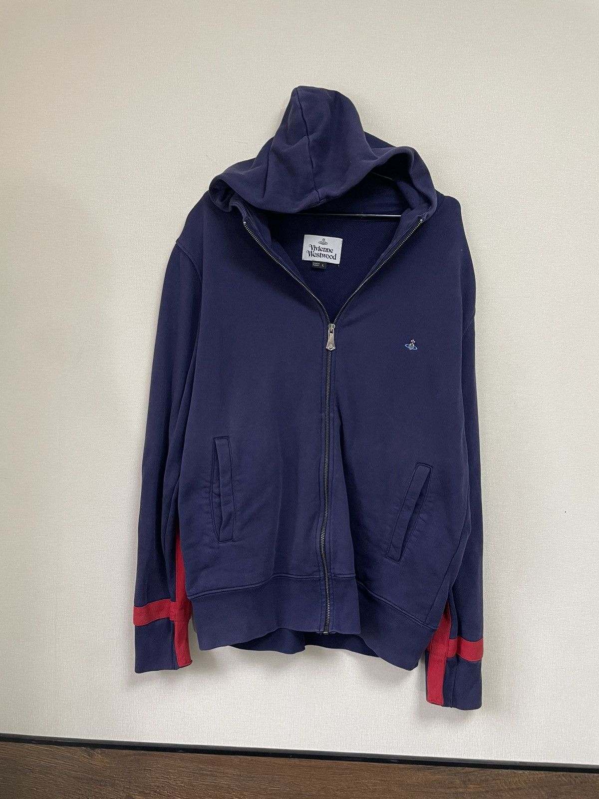 Vivienne Westwood Zip Up Hoodie Navy Red Designer Hype Rare