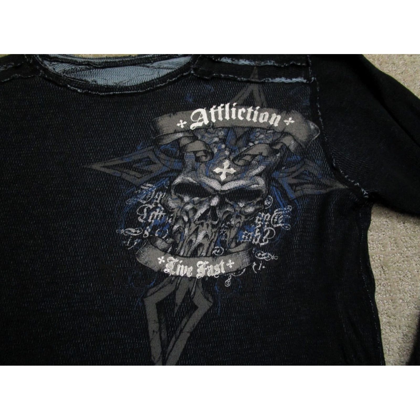 Affliction Affliction Shirt Men XL Black Reversible Thermal Wings Skull Grunge Gothic Y2K Size US XL / EU 56 / 4 - 2 Thumbnail