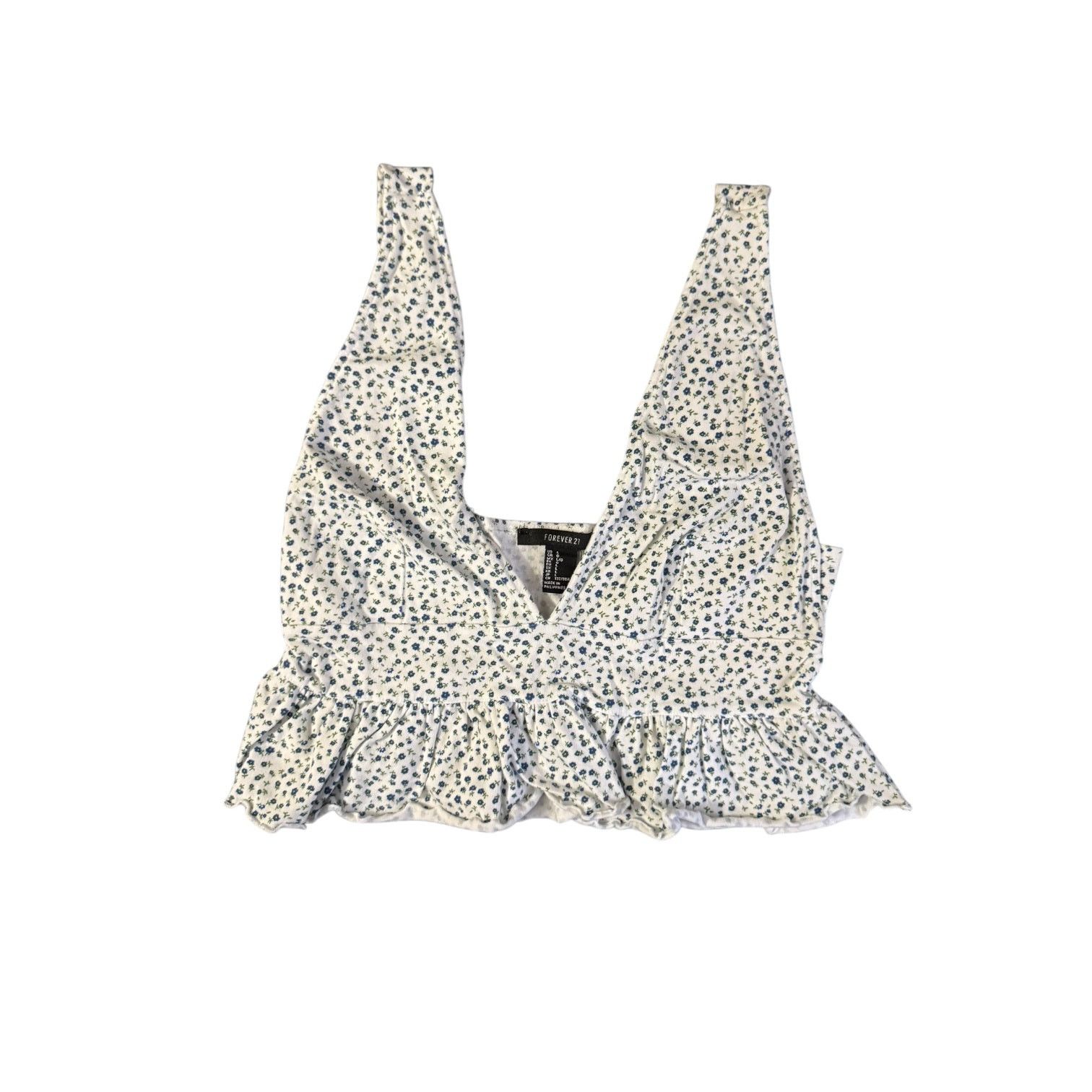 Forever 21 Forever 21 Junior’s Cropped Floral Tank Top Ruffls Large Size L / US 10 / IT 46 - 1 Thumbnail
