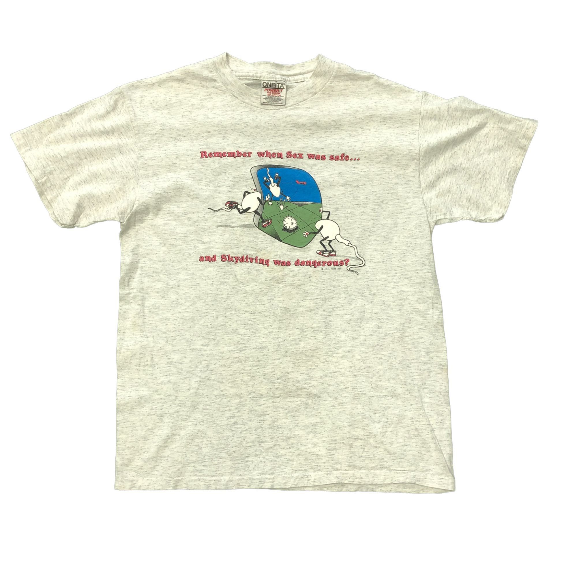 Other Vintage Oneita Remember When Sex was Safe Grey T-Shirt Size US M / EU 48-50 / 2 - 1 Thumbnail