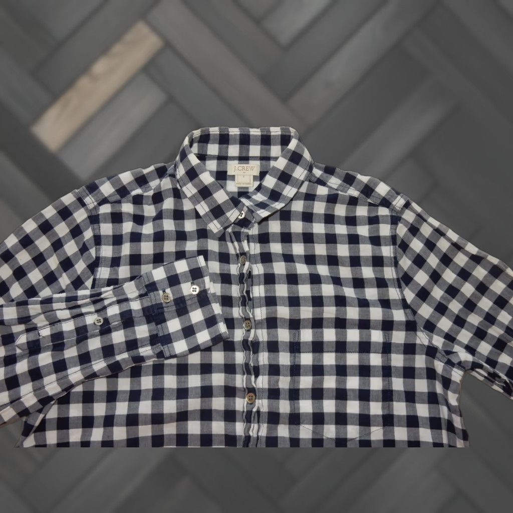 J.Crew J.CREW Button Front Shirt Size S Women Long Sleeve Blue 100% Cotton Check Button-Up Shirt Size S / US 4 / IT 40 - 1 Thumbnail