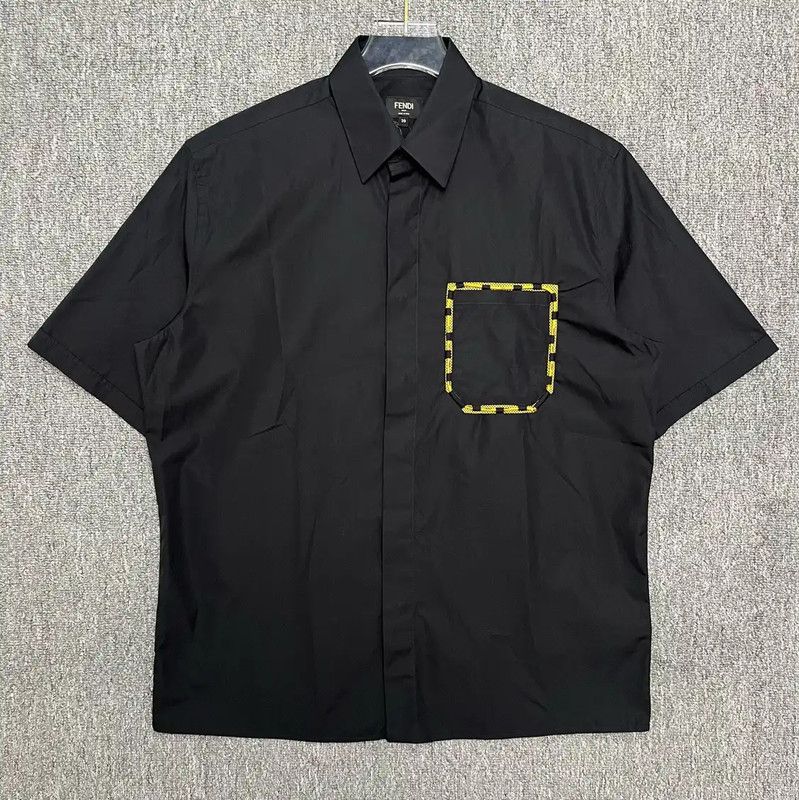 Fendi Black Cotton Short Sleeve Shirt 0089
