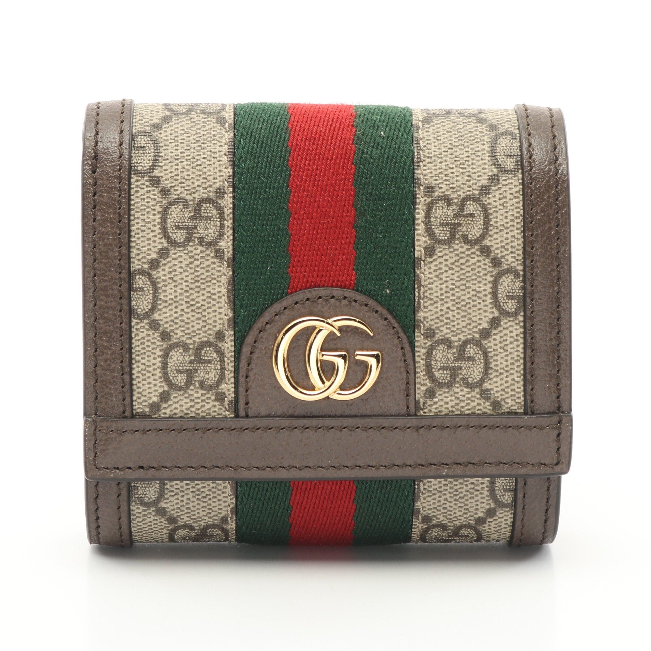 Gucci Gucci Ophidia Gg Wallet Sherry Line Bi-Fold Leather Beige Dark Brown Multicolor Size ONE SIZE - 1 Thumbnail