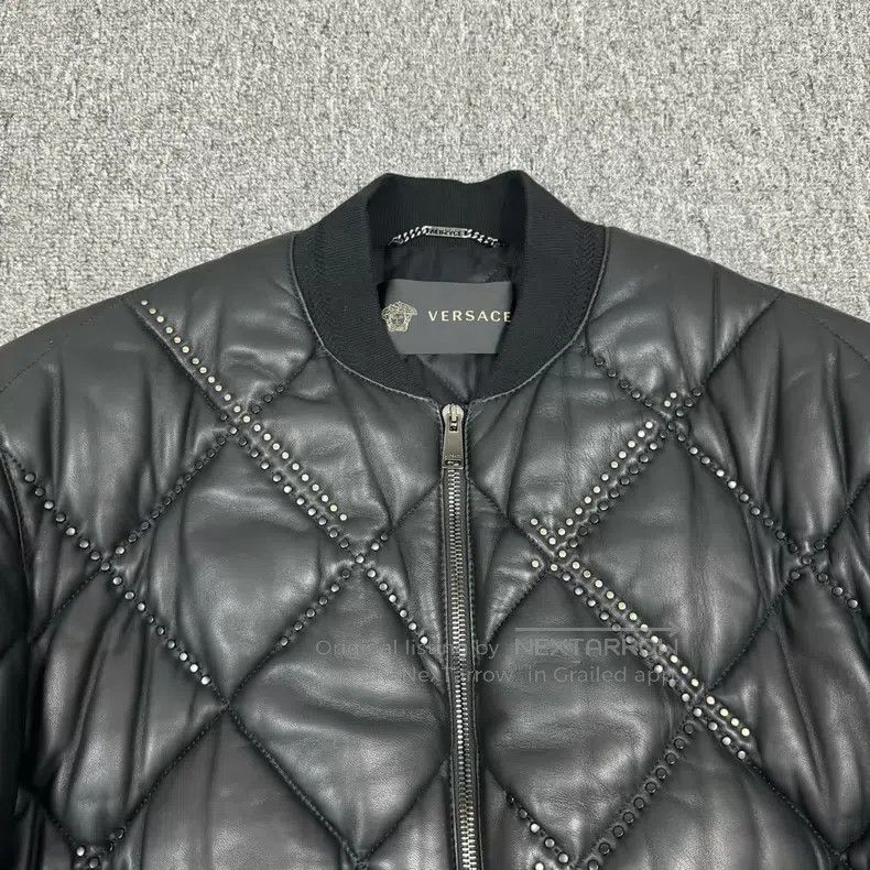 Versace Versace Black diamond rivet full leather down jacket jacke Size US M / EU 48-50 / 2 - 3 Thumbnail