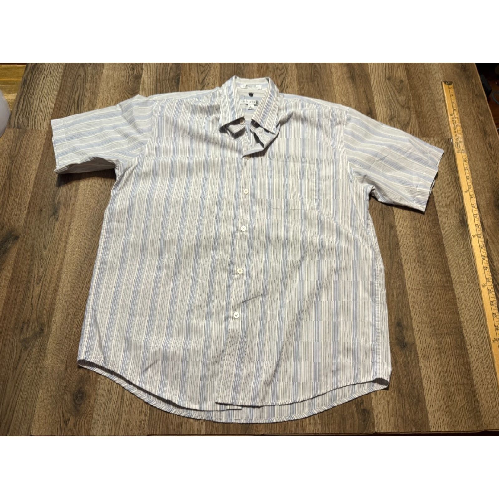 Geoffrey Beene Geoffrey Beene Shirt Men's Large 16-16.5 Blue Stripe Button Up Shirt Size US L / EU 52-54 / 3 - 2 Thumbnail