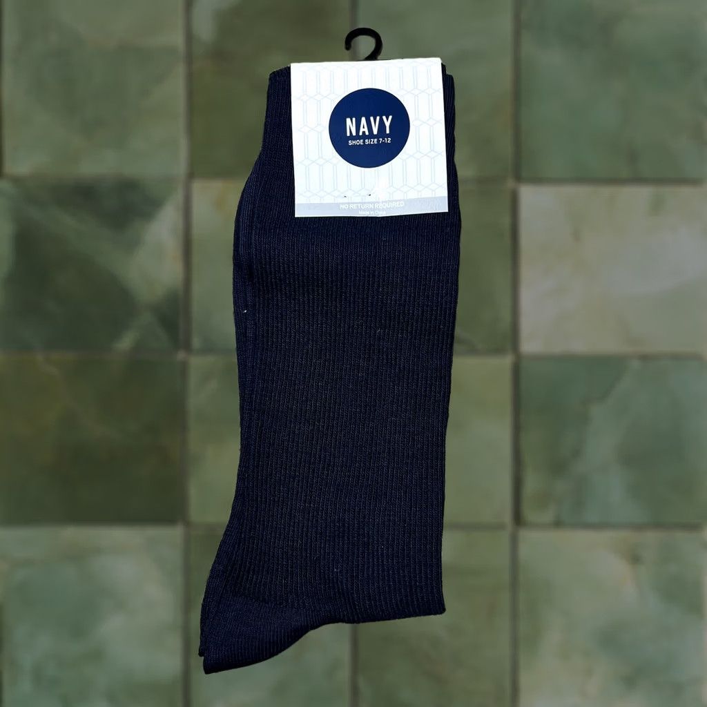 Old Navy Old Navy Mens Socks Crew 1 Pair 7-12 Navy Blue Cotton/Polyester/Spandex Mid Calf Rib-knit Opening Size ONE SIZE - 1 Thumbnail