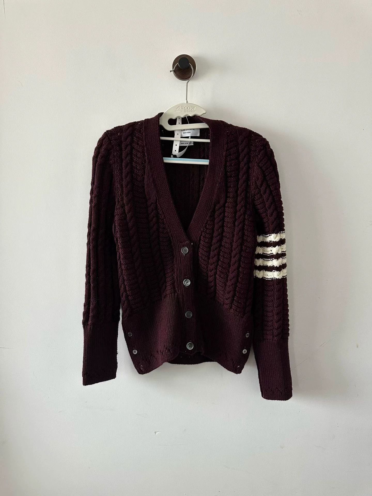 Thom Browne Thom Browne Wine Red Wool Cardigan 40 Size S / US 4 / IT 40 - 1 Thumbnail
