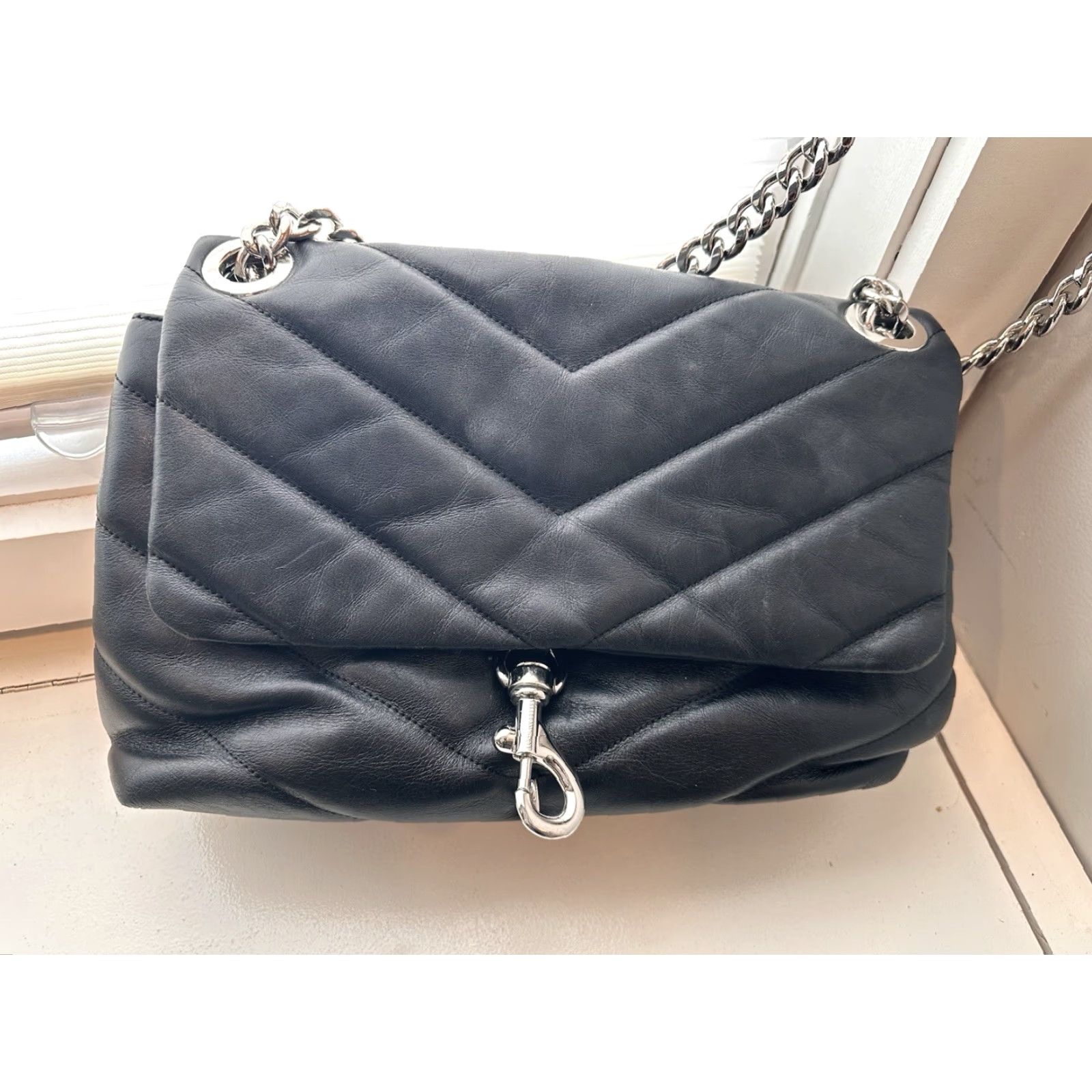 Rebecca Minkoff Rebecca Minkoff Edie Shoulder Bag Medium Black Leather Quilted Flap Bag Womens Size ONE SIZE - 7 Thumbnail