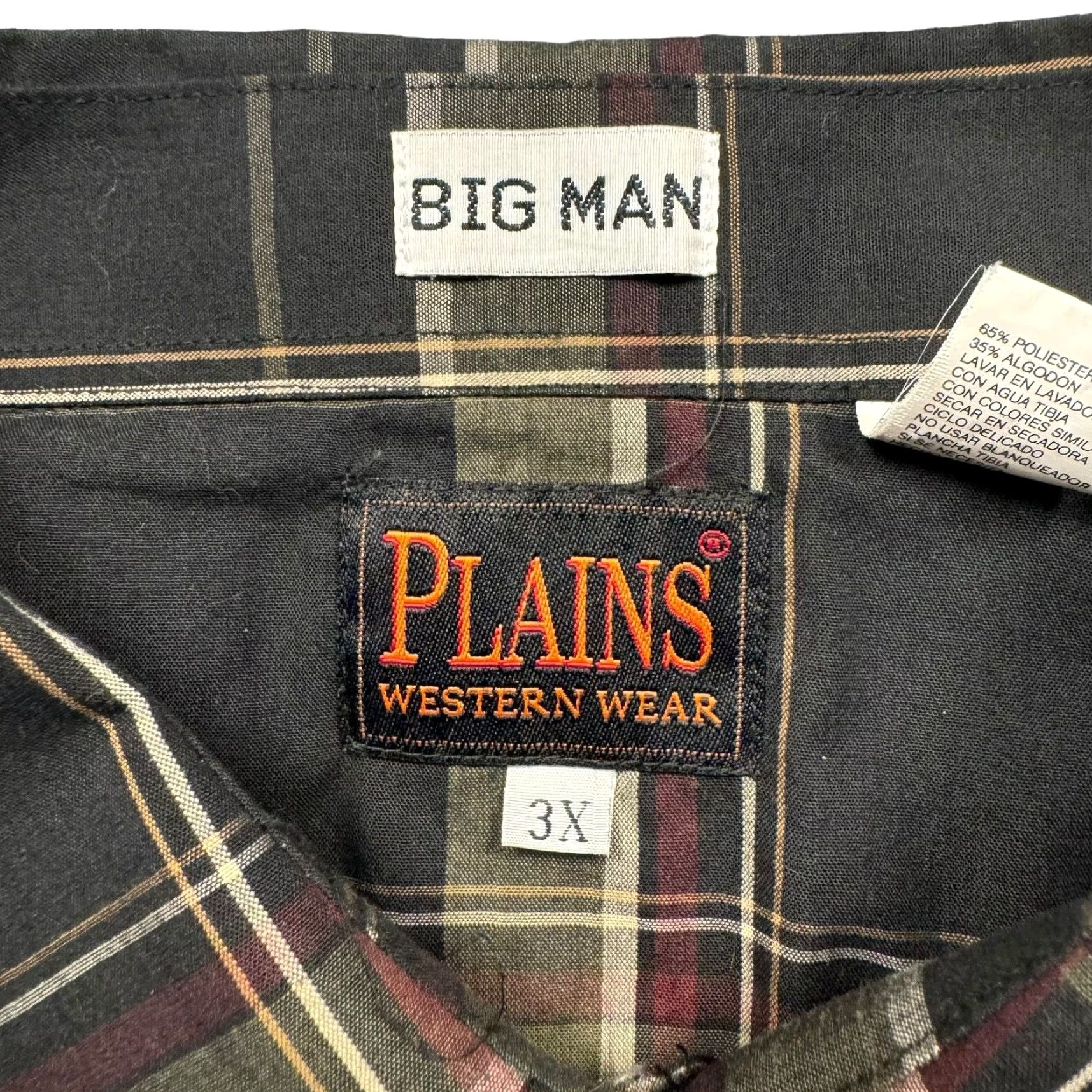 Vintage VINTAGE Plains Pearl Snap Western Shirt Mens 3XLB Cowboy Plaid Rodeo Rockabilly Utility Shirt Big & Tall Black 90s Western Mens Size US XXL / EU 58 / 5 - 7 Thumbnail