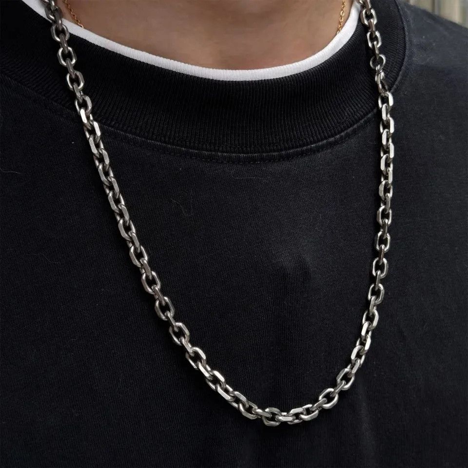 Jewelry Titanium 7mm 0 Shaped Chain Necklace Surface 8 Clasp (65mm) Size ONE SIZE - 2 Thumbnail