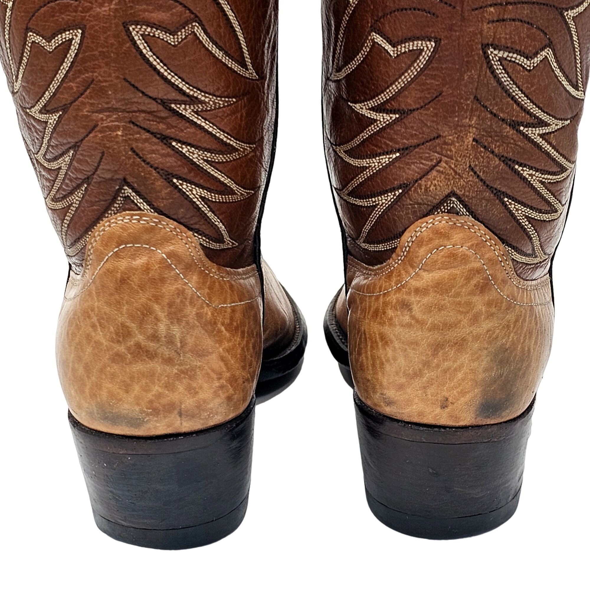 Dan Post Vintage Dan Post Exotic Print 6758 Mens 9.5D Brown Leather Size US 9.5 / EU 42-43 - 14 Thumbnail