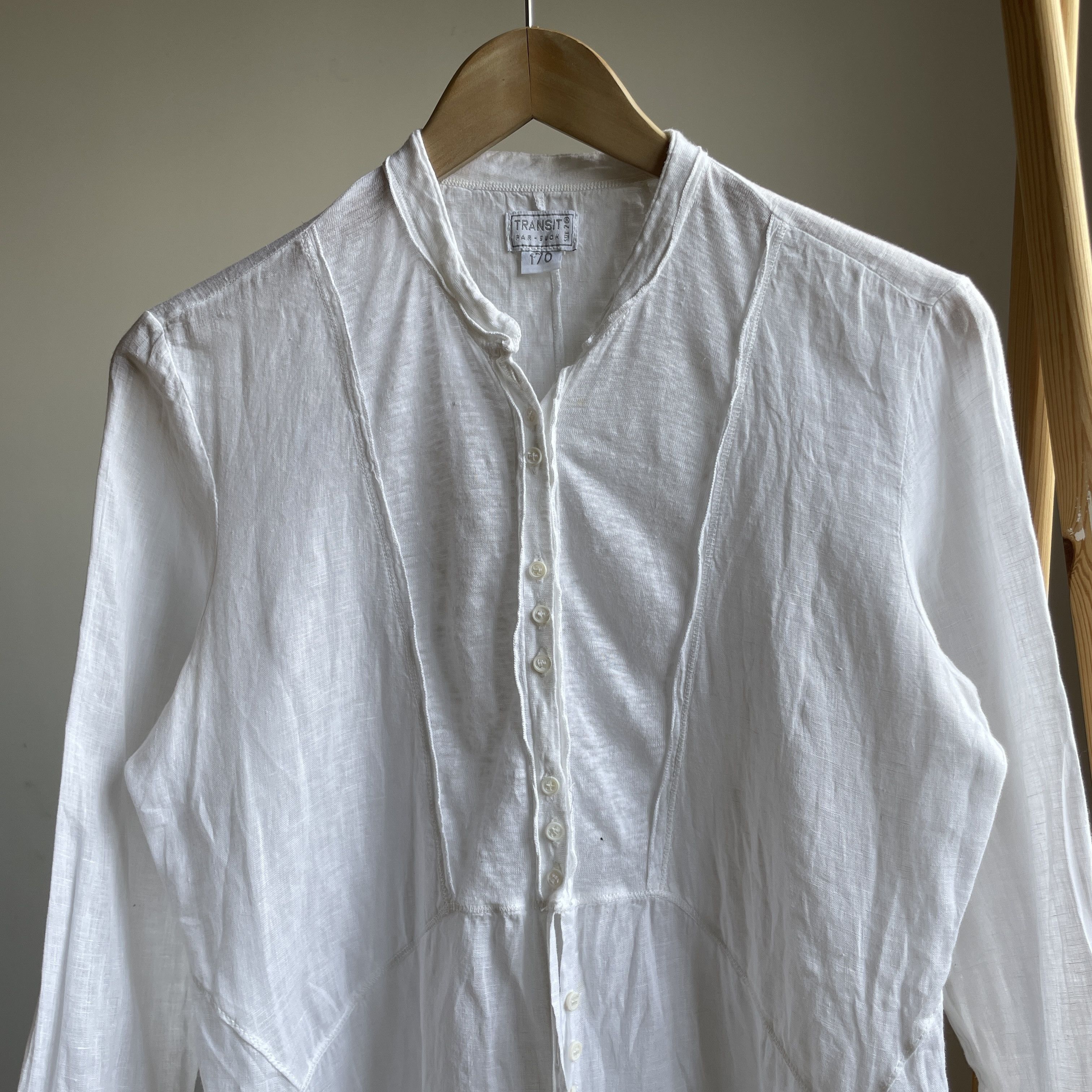 Transit Transit Par Such Womens Pure Linen Collarless Blouse Size 2 Size M / US 6-8 / IT 42-44 - 4 Thumbnail