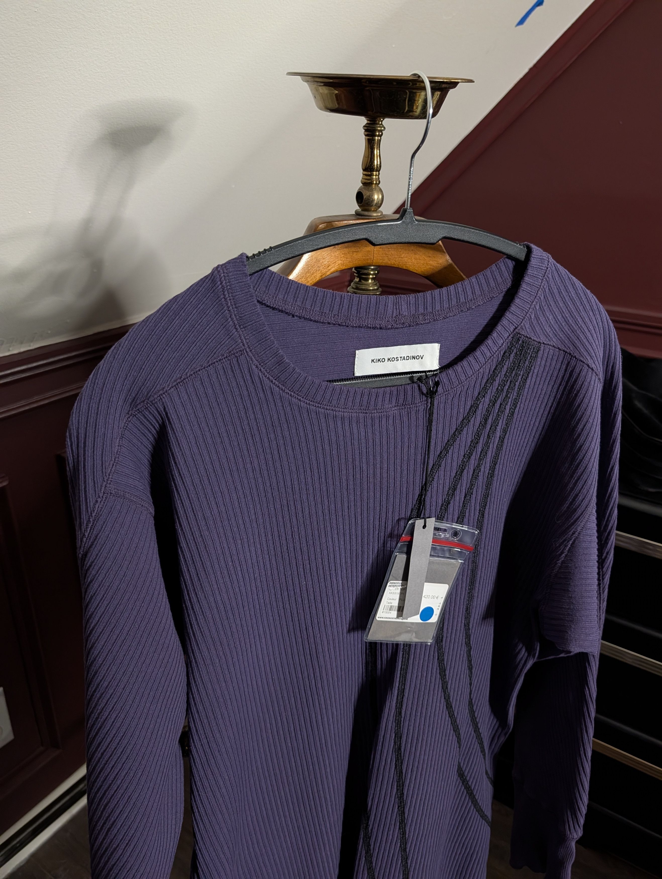 Kiko Kostadinov Grail SS19 Interviews plum embroidered Italian shirt w tags Size US L / EU 52-54 / 3 - 2 Thumbnail
