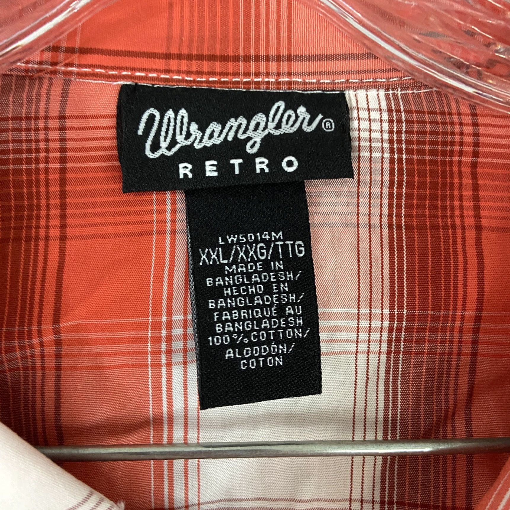 Wrangler Wrangler Men’s 2XL Western Shirt Long Sleeve Plaid Pearl Snap Button Red Orange Multicolor Size US XXL / EU 58 / 5 - 6 Thumbnail