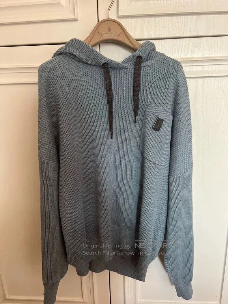 Brunello Cucinelli Gray Hooded Sweater.