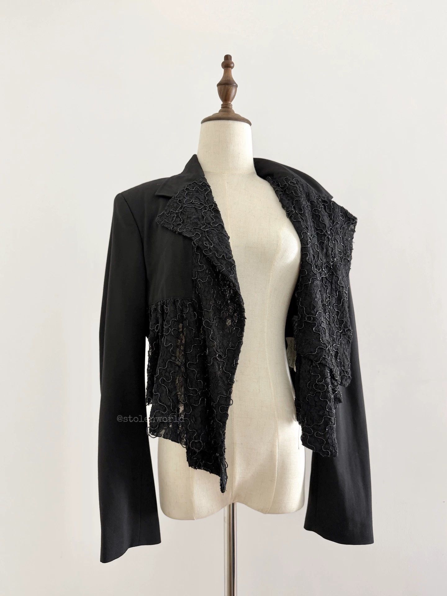 Comme des Garcons Comme des Garçons 1988 SS Runway Beaded Lace Wool Blazer Size M / US 6-8 / IT 42-44 - 5 Thumbnail