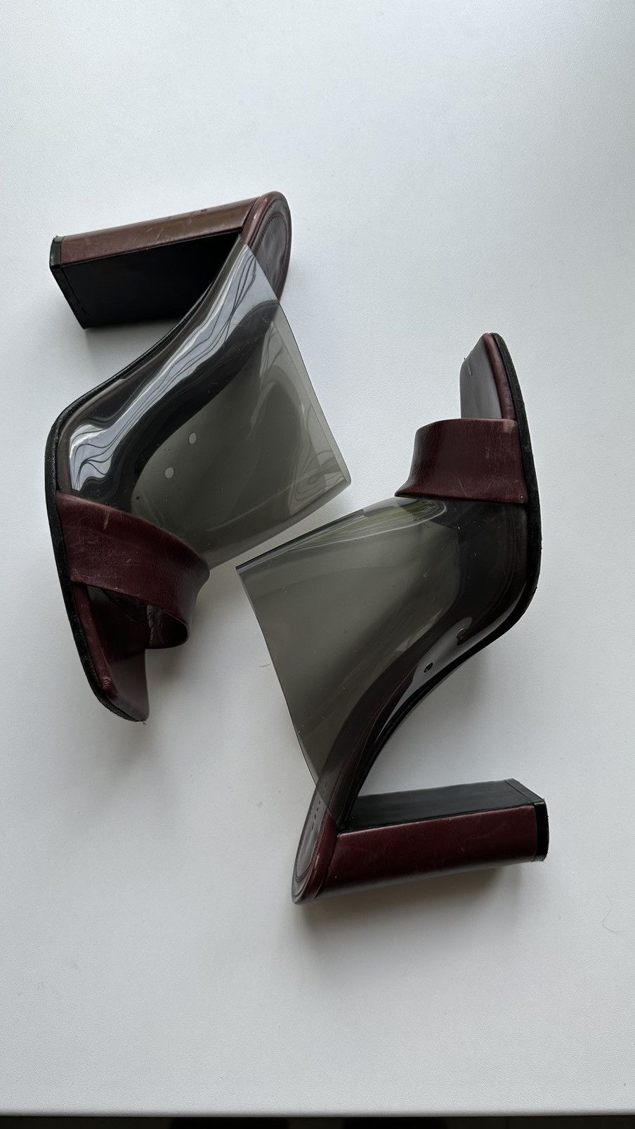 image of Celine Fumo Mules Slides Heel Shoes Size 37-38 Italy Burgundy in Red, Women's