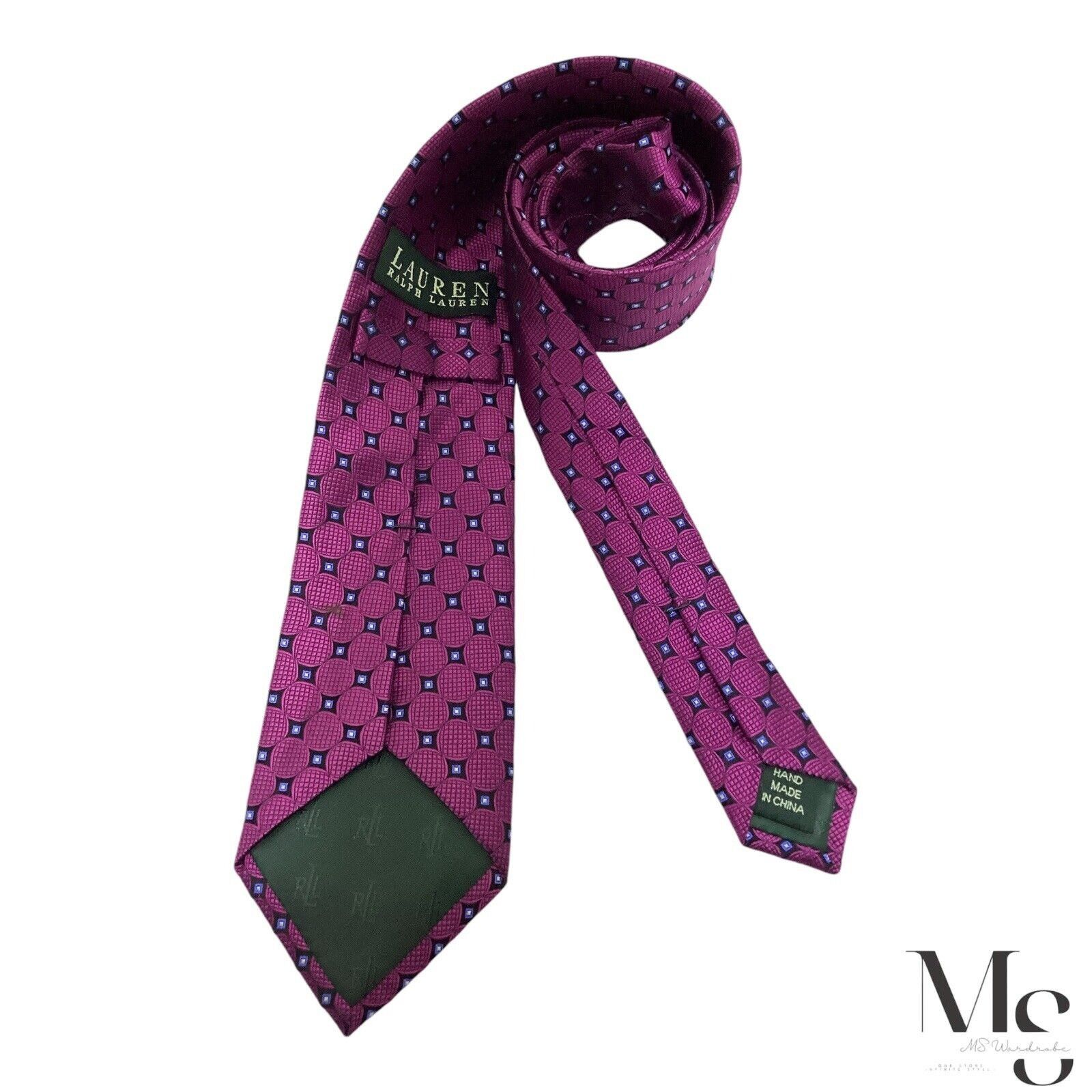 Ralph Lauren LAUREN RALPH LAUREN Purple Geometric Silk Tie W: 3.25" EX CO Size ONE SIZE - 2 Thumbnail