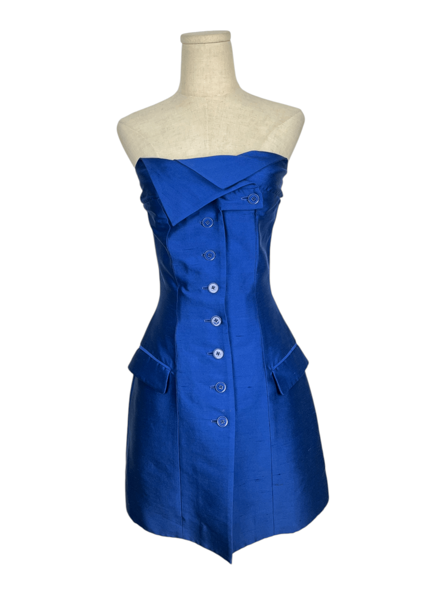 Stella McCartney Stella McCartney Shiny Blue Strapless Dress Size S / US 4 / IT 40 - 1 Thumbnail
