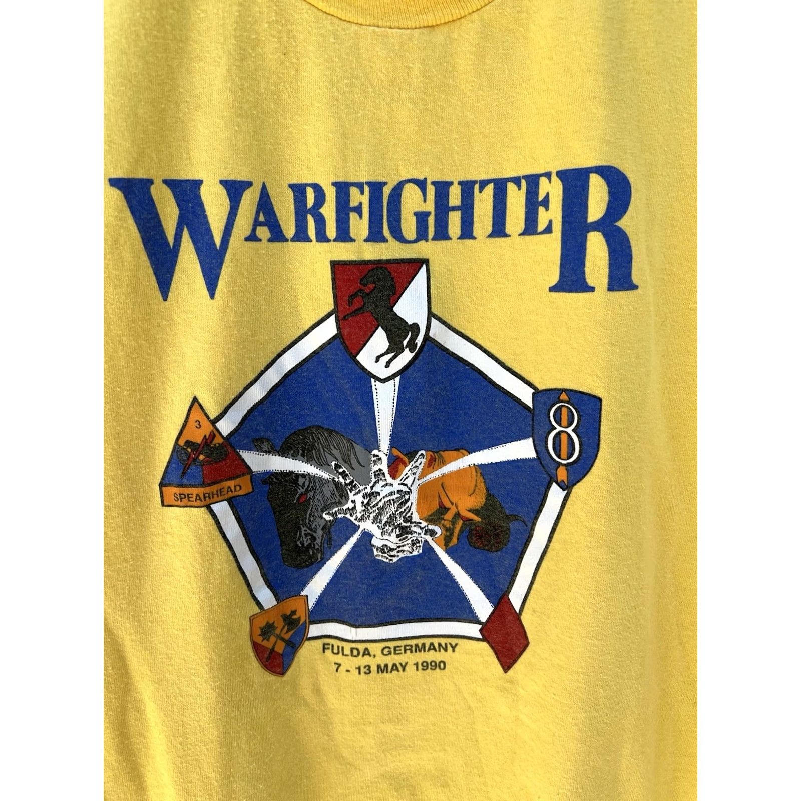 Jerzees VINTAGE Warfighter Fulda Germany 1990 T Shirt Jerzees Adult XL Yellow Military Exercise Jersey T-Shirt Men XS? Size US XL / EU 56 / 4 - 3 Thumbnail