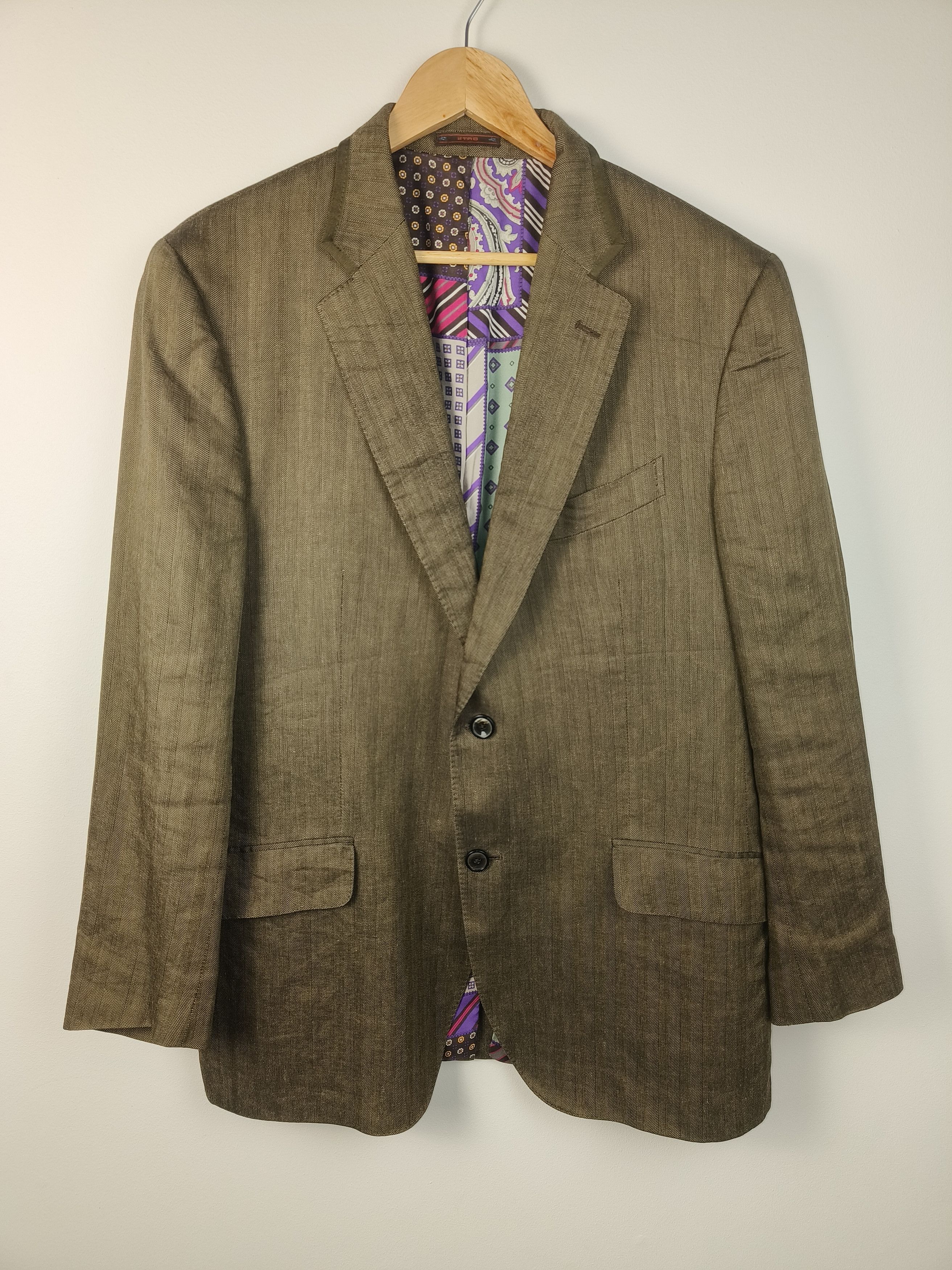Etro Etro Milano Linen Silk Blazer Signature Paisley Lining Size 46R - 1 Thumbnail