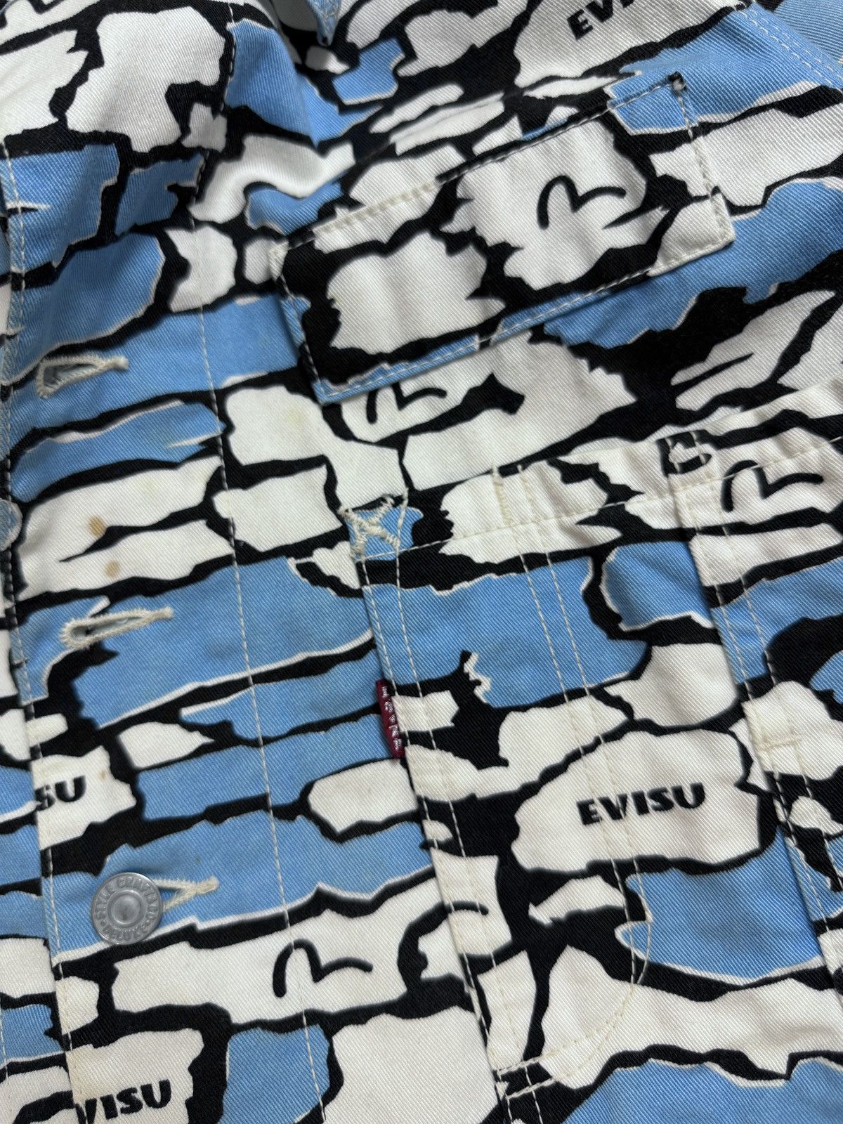 Evisu Evisu Japan vintage denim jacket blue white sky camo Size US XL / EU 56 / 4 - 5 Thumbnail