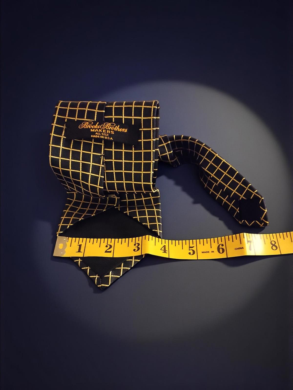 Brooks Brothers Brooks Brothers MAKERS All Silk Tie Black with Yellow Grid Size ONE SIZE - 3 Thumbnail