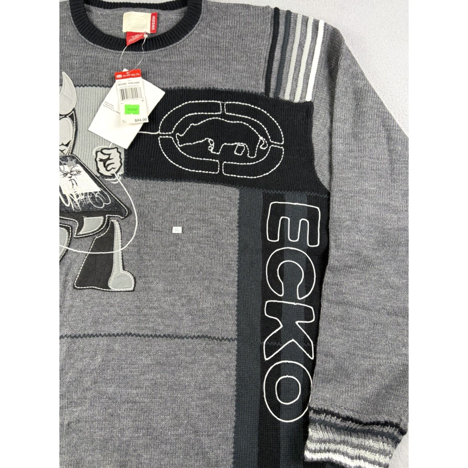 Ecko Unltd. VINTAGE Ecko Unltd Sweater Mens XL Gray Rhino Embroidered Knit Crew Neck Pullover Hip Hop Y2k Size US XL / EU 56 / 4 - 3 Thumbnail