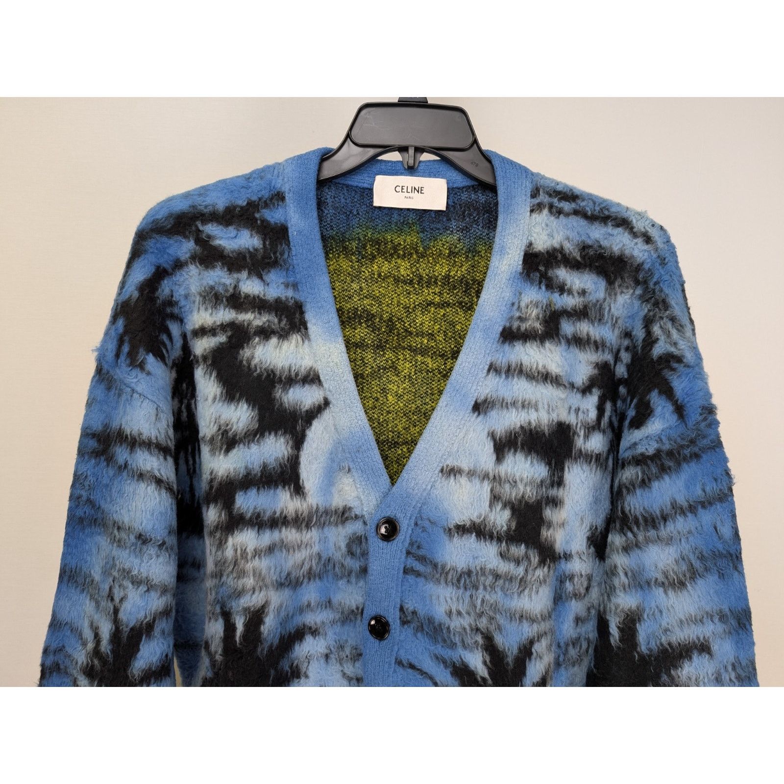 Celine o1rshd1 Blue Palm Printed Cotton Blend Cardigan Sweater Size US M / EU 48-50 / 2 - 3 Thumbnail