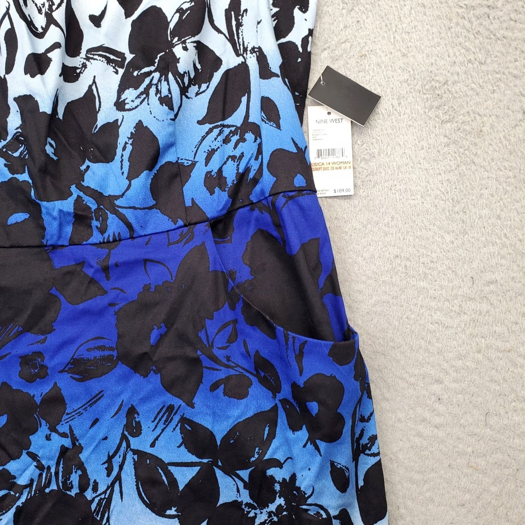 Nine West Nine West Womens 14W Floral Printed Sleeveless Sheath Back Zip Knee Length Shirt Dress Size XL / US 12-14 / IT 48-50 - 5 Thumbnail