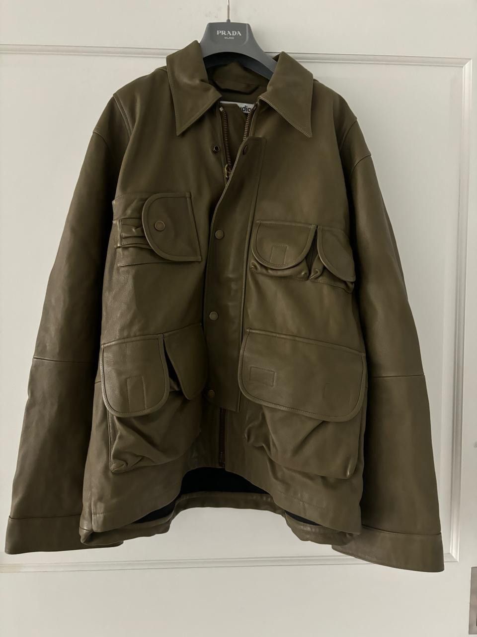 Acne Studios 🔥SICK🔥Khaki Grained Cargo Leather Jacket Size US M / EU 48-50 / 2 - 5 Thumbnail