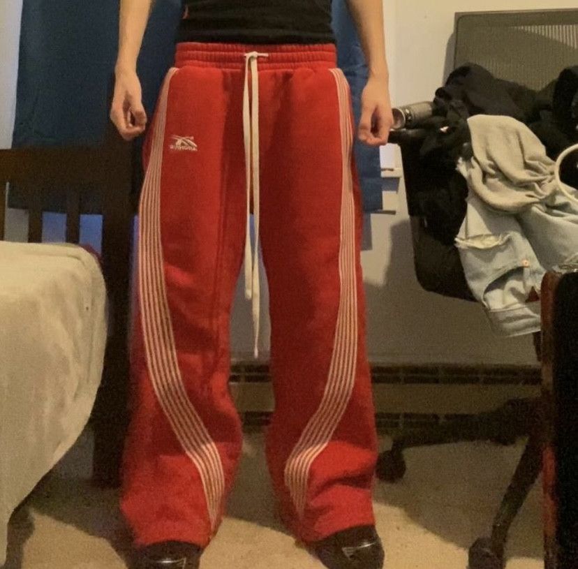 HYPEDEPT ARCHIVE ESSENTIAL WIDELEG BAGGY SWEATPANTS RED Size US 32 / EU 48 - 3 Thumbnail