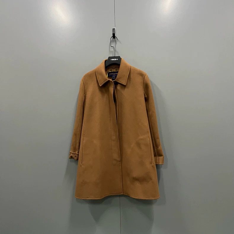 Louis Vuitton Louis Vuitton Brown wool coat with full print of presbyopia Size US XXS / EU 40 - 3 Thumbnail