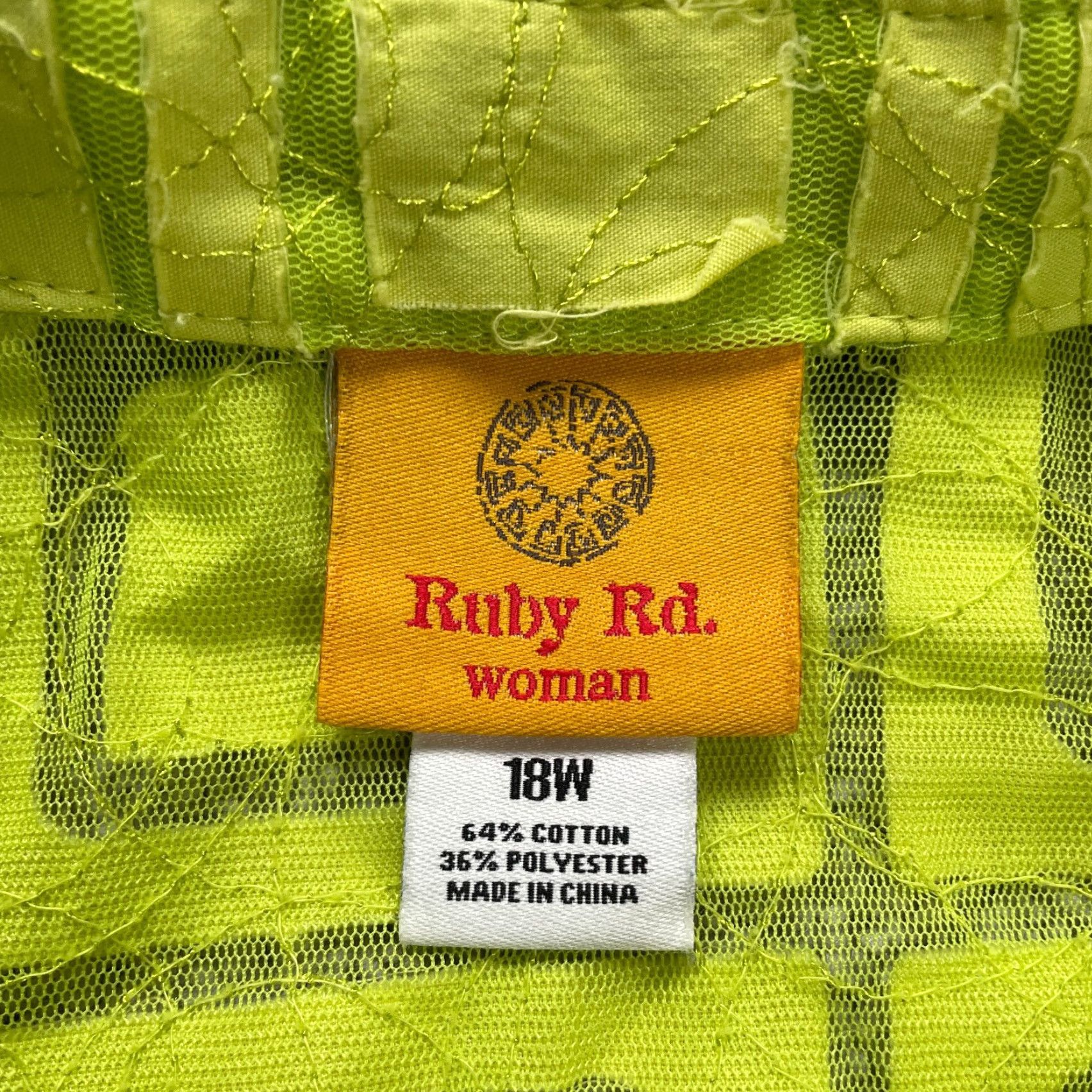 Vintage Ruby Rd. Sheer Button Down Blouse Womens 18W Yellow Lime Long Sleeve Lace Casual Shirt Adult Regular Size XXL / US 16-18 / IT 52-54 - 4 Thumbnail