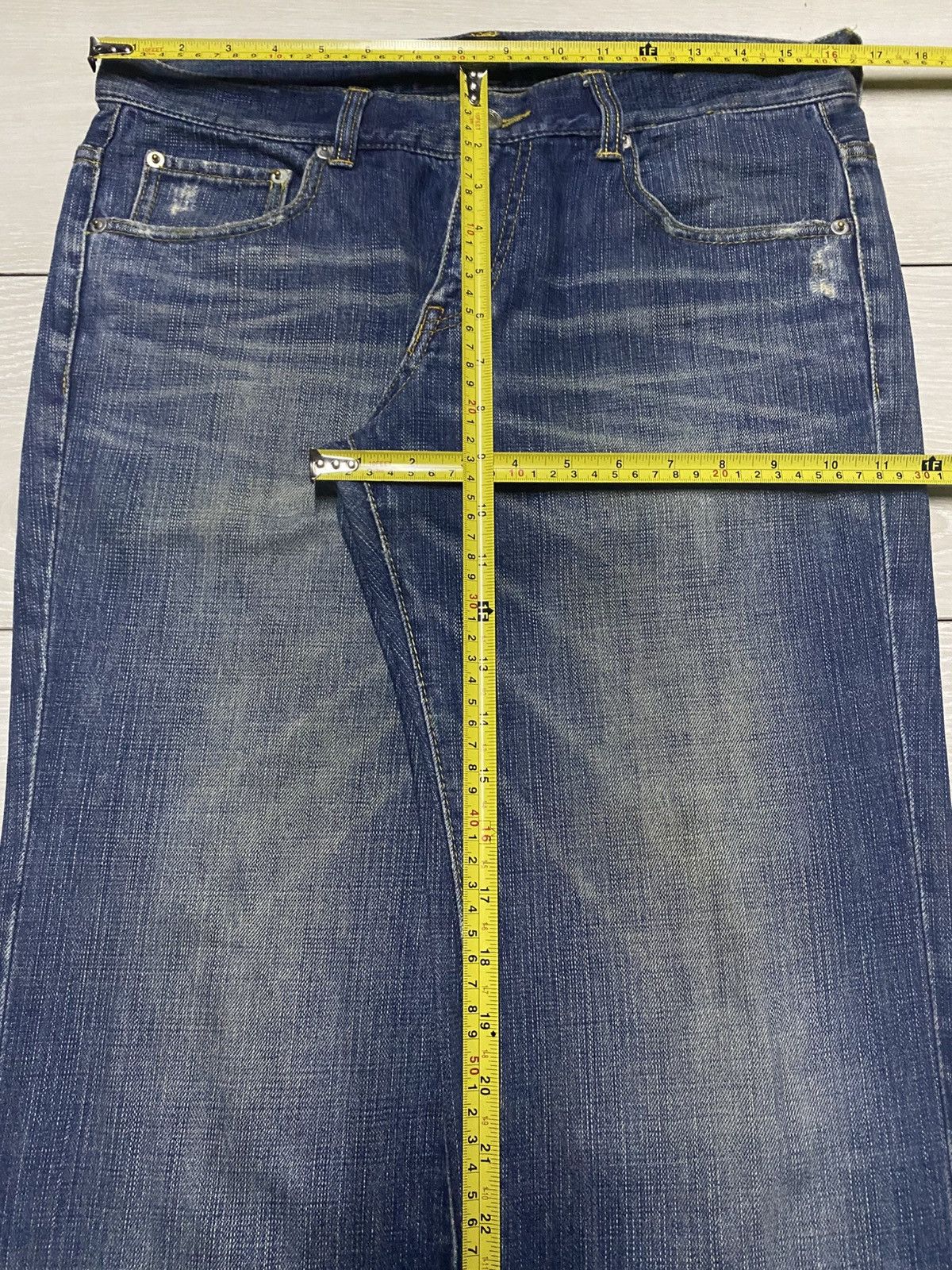 Le Grande Bleu (L.G.B.) Japanese L.B.H Vintage Blue Wash Spike Pocket Loose Jeans Size US 33 - 16 Thumbnail