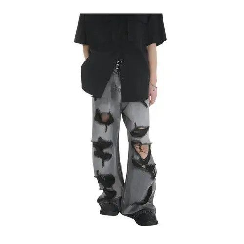 Japanese Brand × Jean Gray Baggy Distressed Jeans, Ripped Jeans Size US 30 / EU 46 - 2 Thumbnail