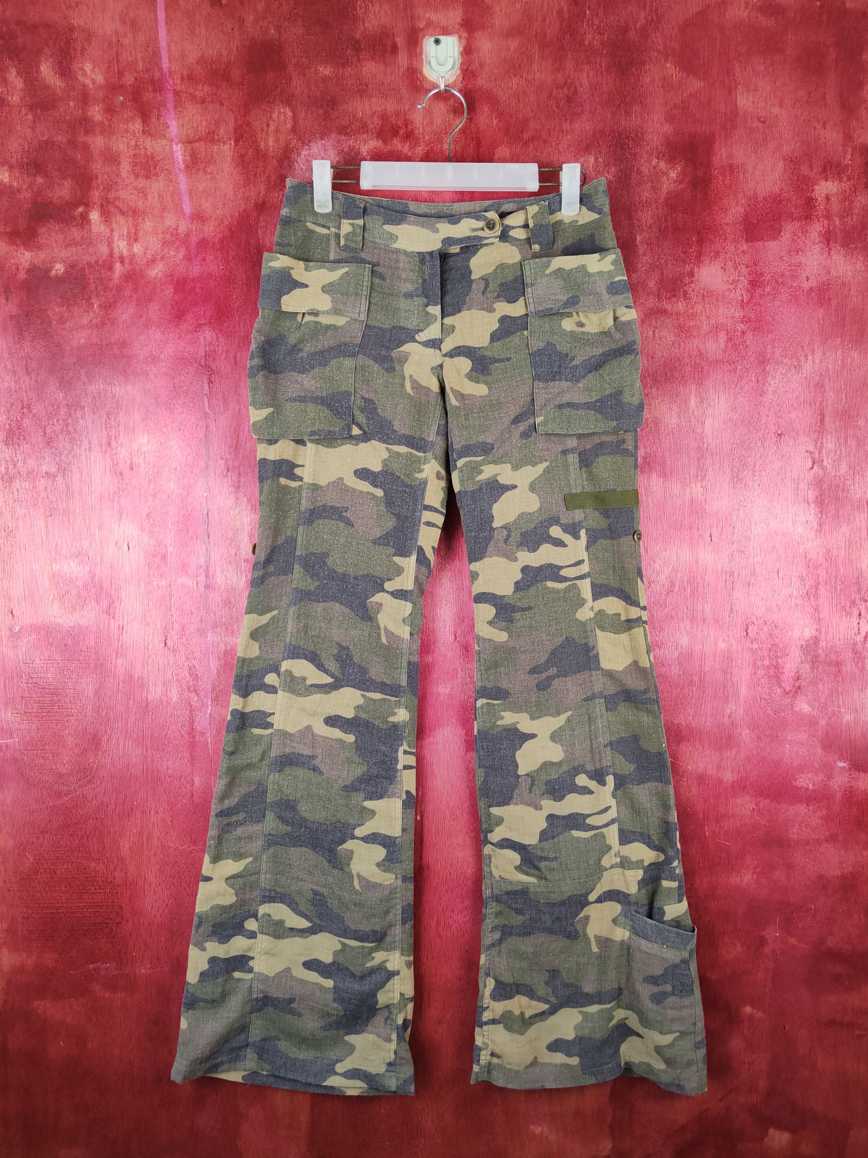 Japanese Brand DL Masculo bootcut Camo utility Tactical Cargo Pants #S1498 Size 26" / US 2 / IT 38 - 1 Thumbnail