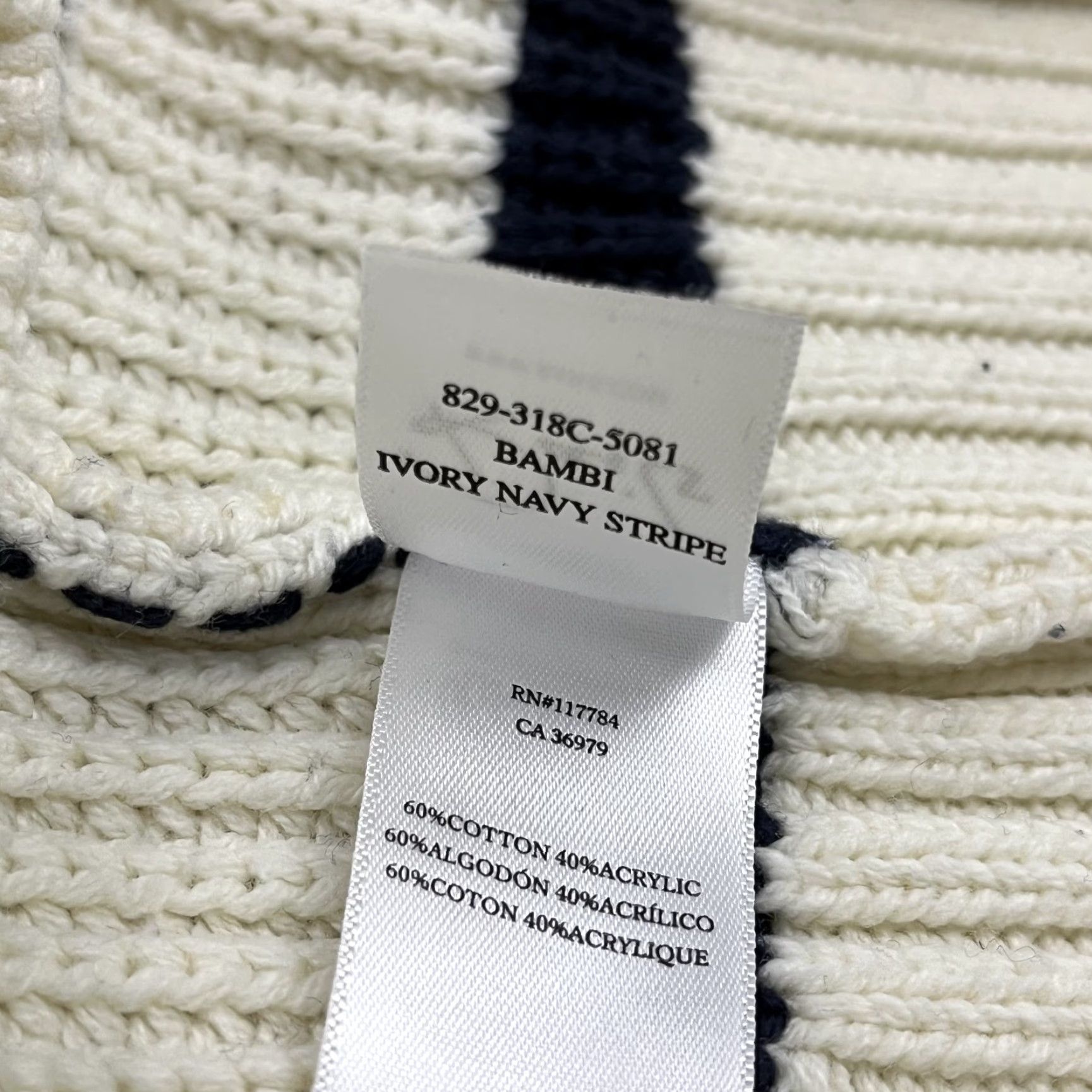 Rails VINTAGE Rails Bambi Sweater Top Womens Large Knit Ivory Navy Stripe Old Money Quiet Crew Size L / US 10 / IT 46 - 4 Thumbnail