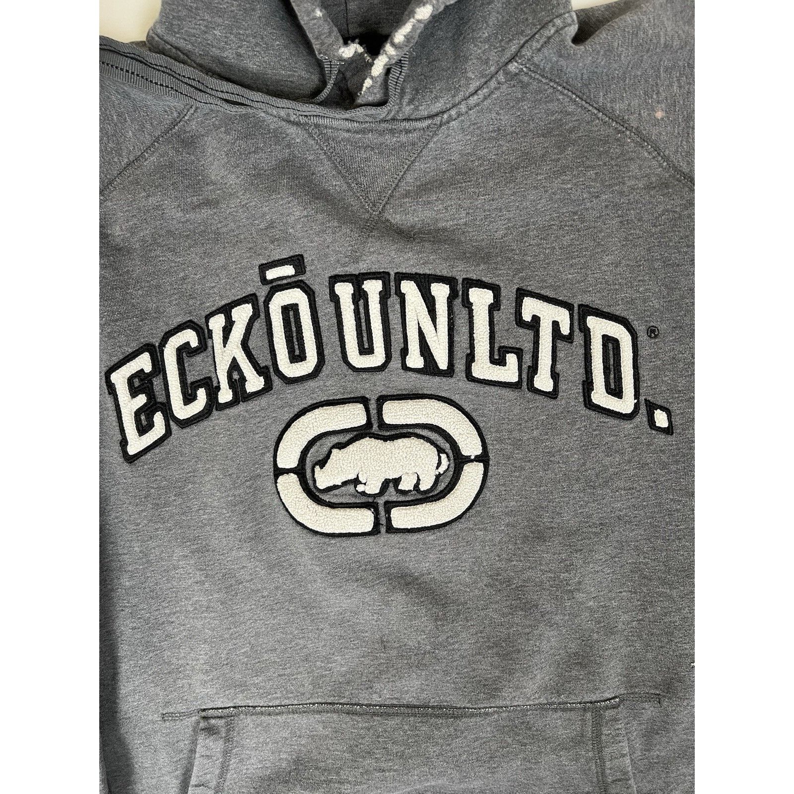 Ecko Unltd. Vintage Ecko Unltd Hoodie Sweatshirt Gray OG Fleece Logo Y2K Size US XL / EU 56 / 4 - 3 Thumbnail