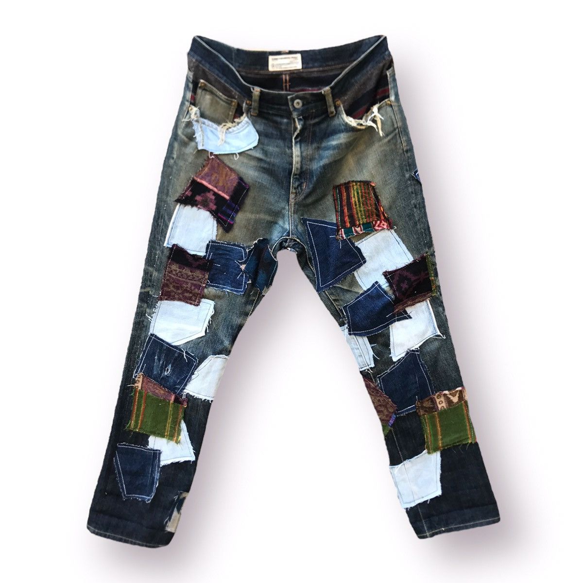 FDMTL ⚡️Japanese Brand Scanner Fundamental Crazy Patchwork Denim Size US 35 - 1 Thumbnail