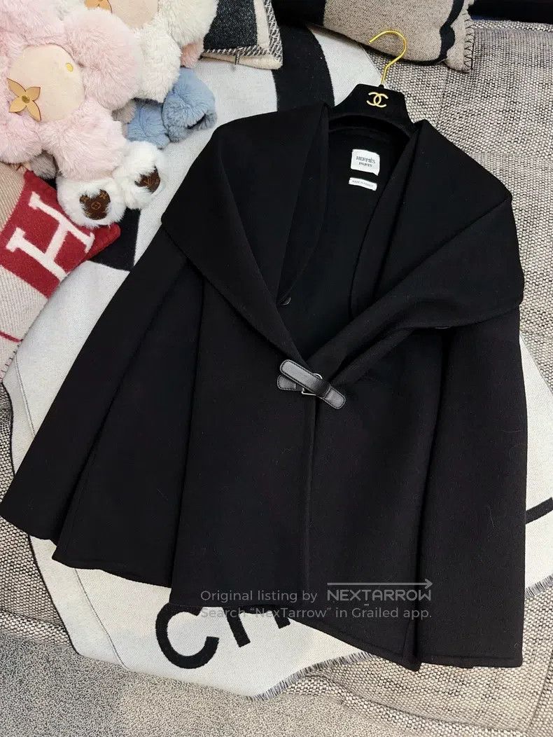 Hermes Hermes Black Large Collar Cashmere Coat Size XS / US 0-2 / IT 36-38 - 8 Thumbnail
