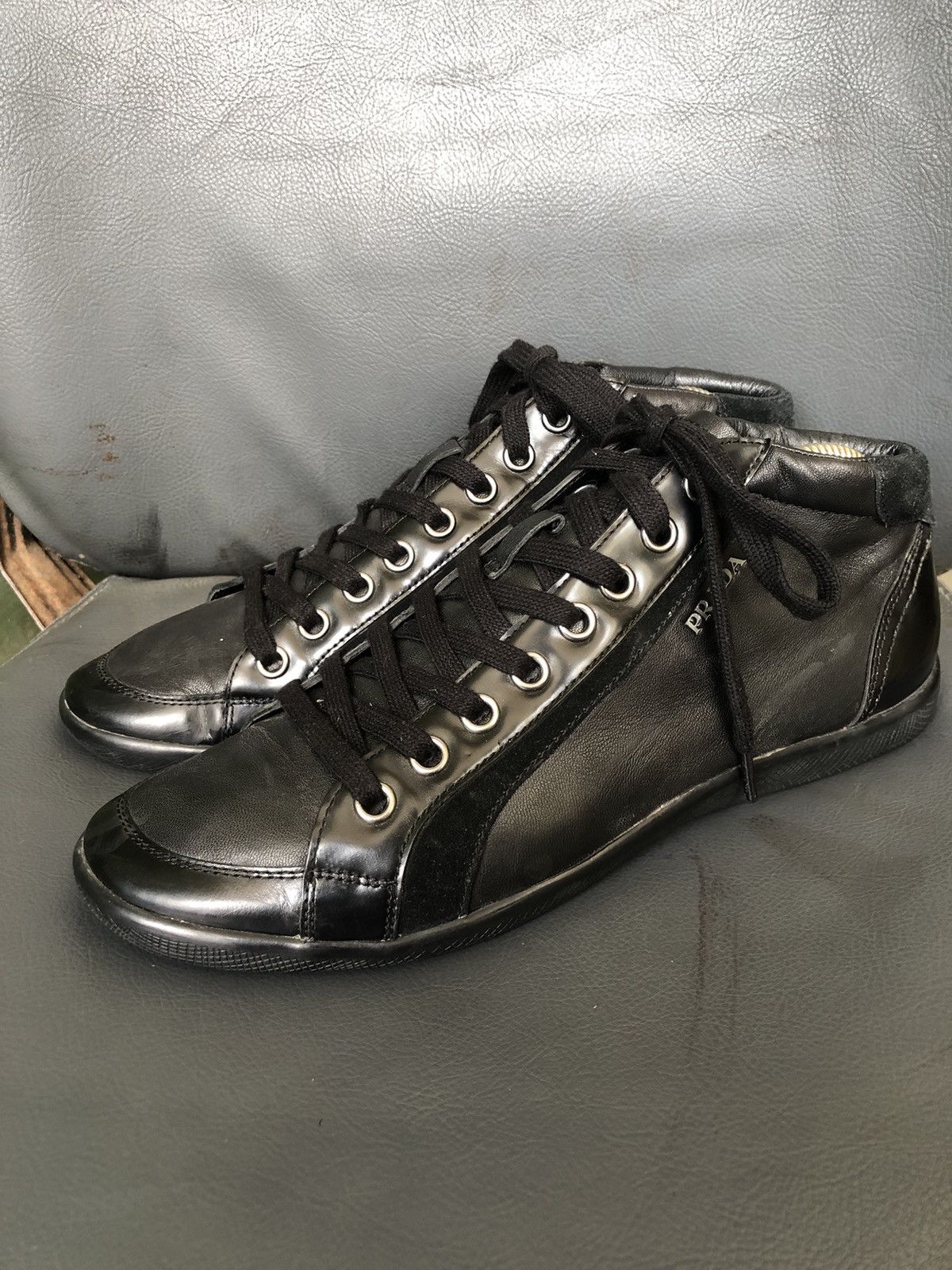 Prada Prada Blavk Calfskin Leather Men’s Sneakers Size 8.5 Size US 8.5 / EU 41-42 - 3 Thumbnail