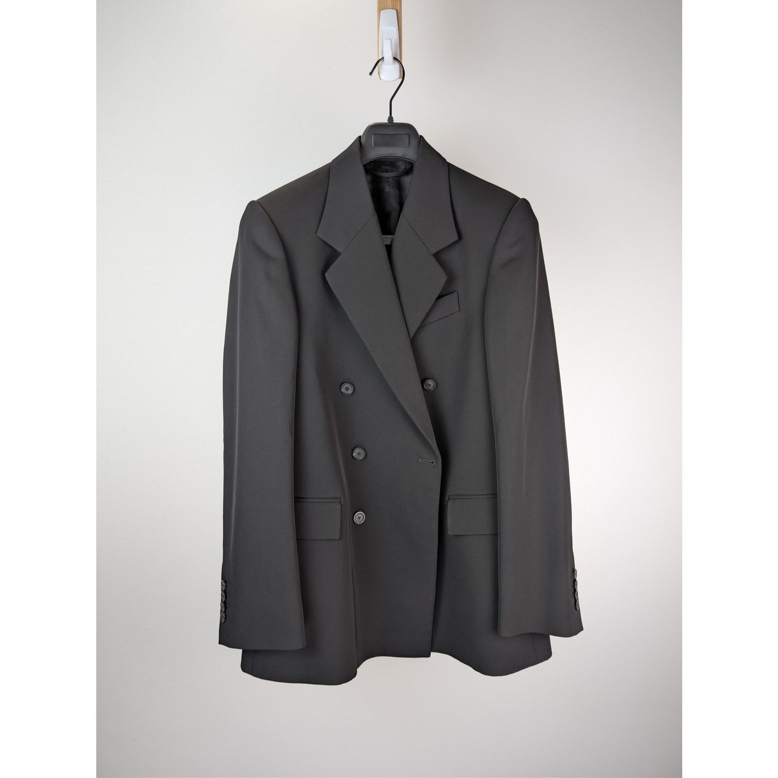 Balenciaga o1rshd1 Wool Barathea Shrunk DB Blazer / Jacket in Black Size US M / EU 48-50 / 2 - 2 Thumbnail