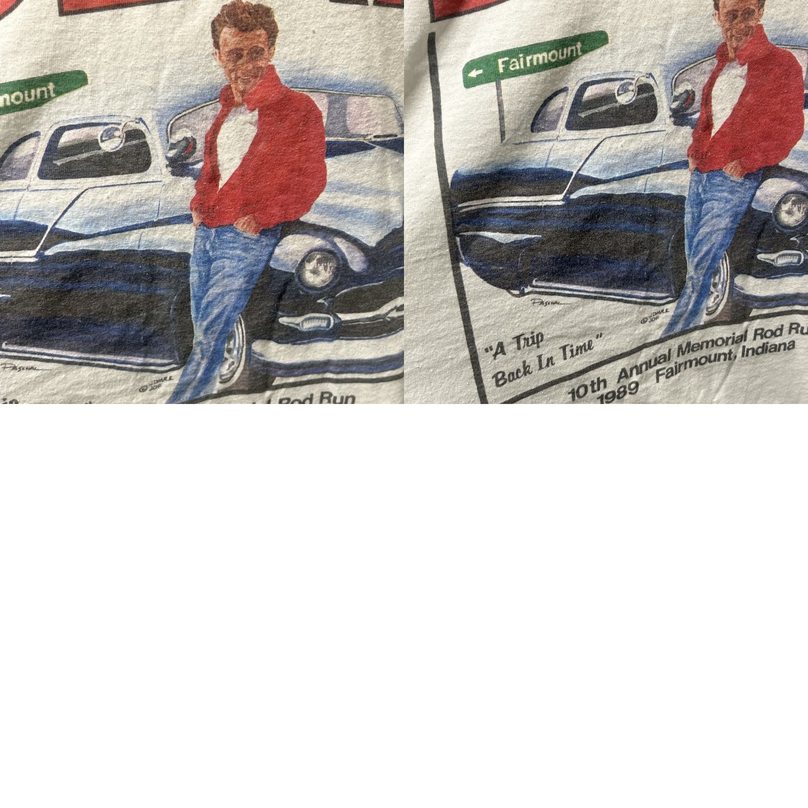 Vintage VINTAGE James Dean 80s Single Stitch T-Shirt XL White Men Crew Neck Short Sleeve Stars Cars Womens Mens Size US XL / EU 56 / 4 - 8 Thumbnail