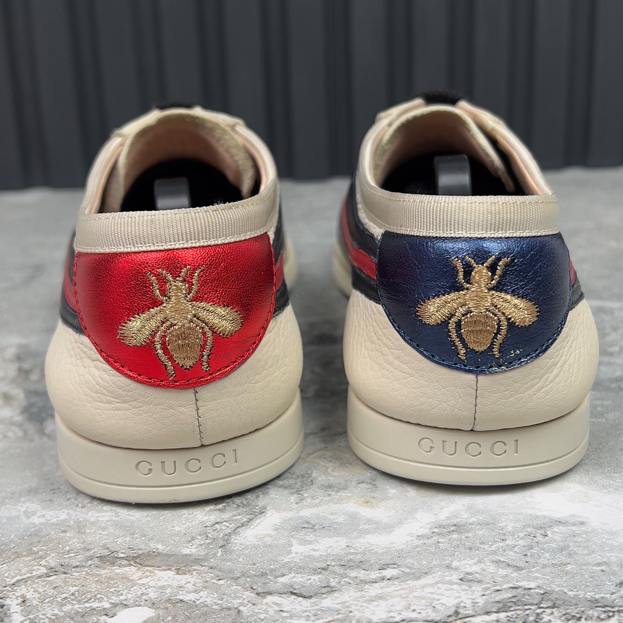 Gucci Falacer Hebron Sneaker Web Bee Embroidery Leather Size US 8 / EU 41 - 9 Thumbnail